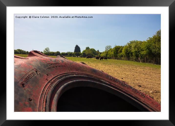 Tractor Tyre Framed Mounted Print by Claire Colston