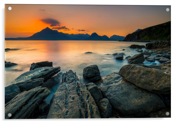 Sunset at Elgol Acrylic by Michael Brookes