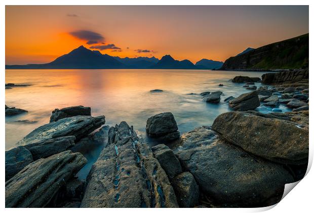Sunset at Elgol Print by Michael Brookes