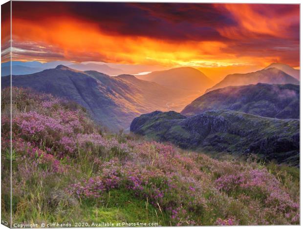 Glencoe mountains at sunrise, Highlands, scotland. Canvas Print by Scotland's Scenery