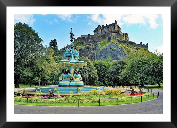 Ross Fountain and Edinburgh Castle Framed Mounted Print by austin APPLEBY