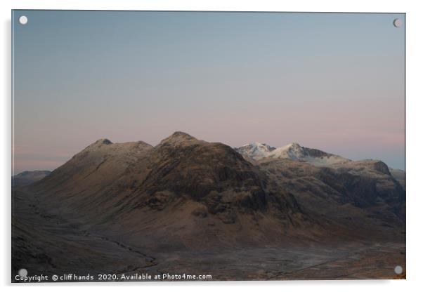 Glencoe Mountain Range Acrylic by Scotland's Scenery