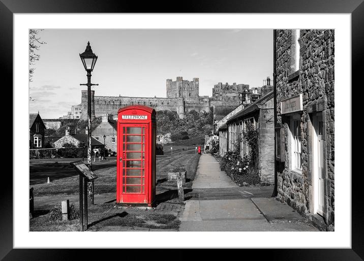 Bamburgh Village Phone Box Framed Mounted Print by Naylor's Photography