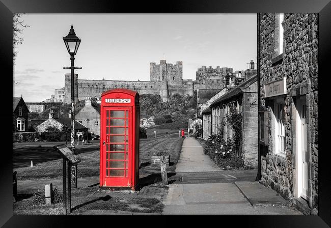 Bamburgh Village Phone Box Framed Print by Naylor's Photography