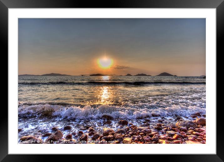 Bodrum Beach Sunset Framed Mounted Print by David Pyatt