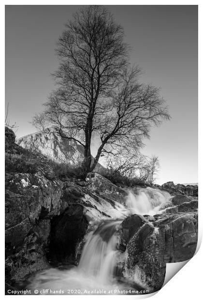 Glen Etive waterfalls Print by Scotland's Scenery