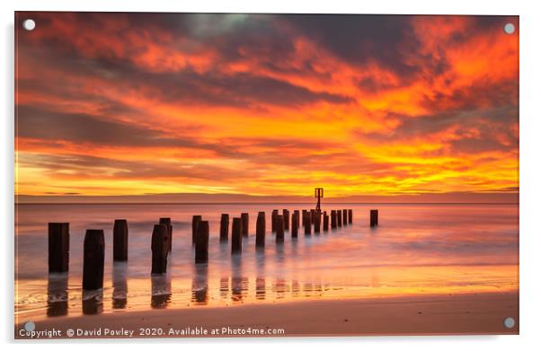 Sunrise over Lowestoft beach Suffolk Acrylic by David Powley