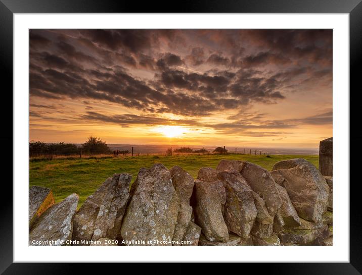Sunset over the wall - Cheshire  Framed Mounted Print by Chris Warham