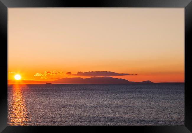 Isle of Arran at Sunset Framed Print by Derek Beattie