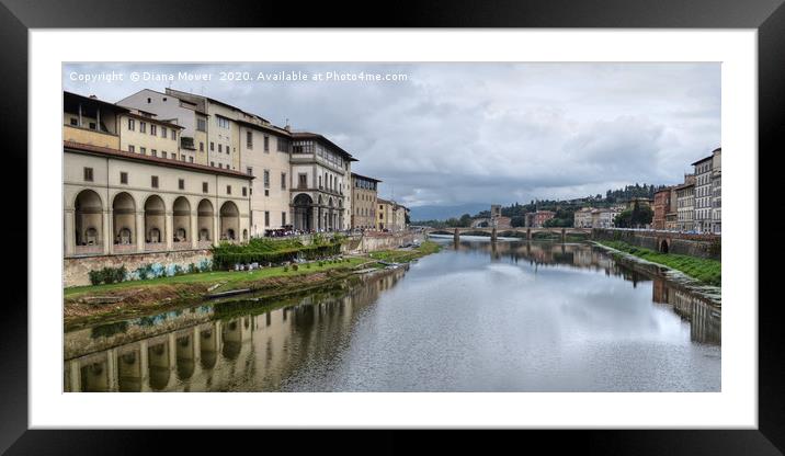 The river Arno Florence Tuscany Framed Mounted Print by Diana Mower