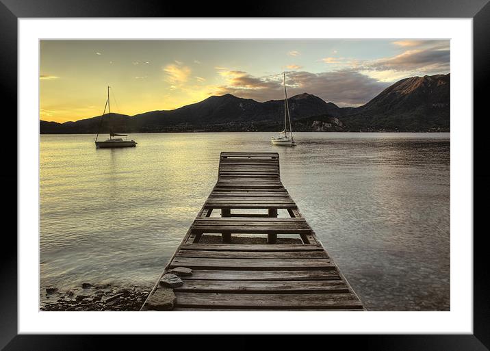Lake Maggiore jetty, Italy Framed Mounted Print by Martin Williams