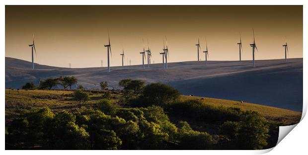 Wind turbines in Brecon Print by Leighton Collins