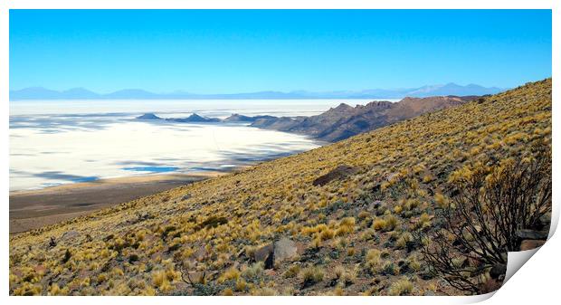 At the edge of the salt flats Print by Theo Spanellis