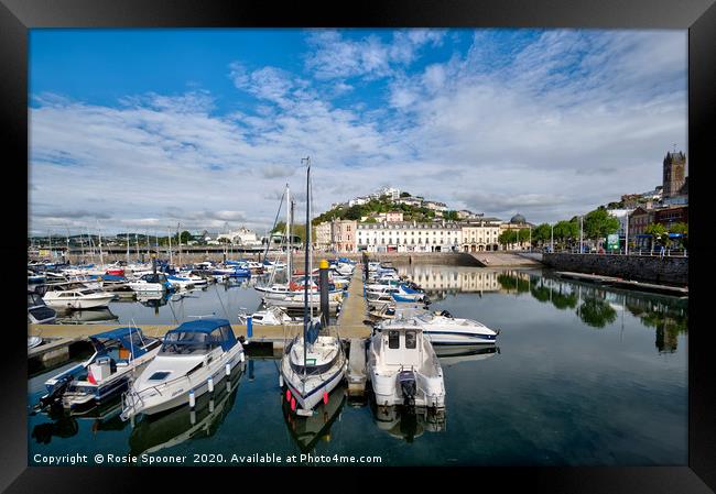 Early morning at Torquay Harbour Framed Print by Rosie Spooner