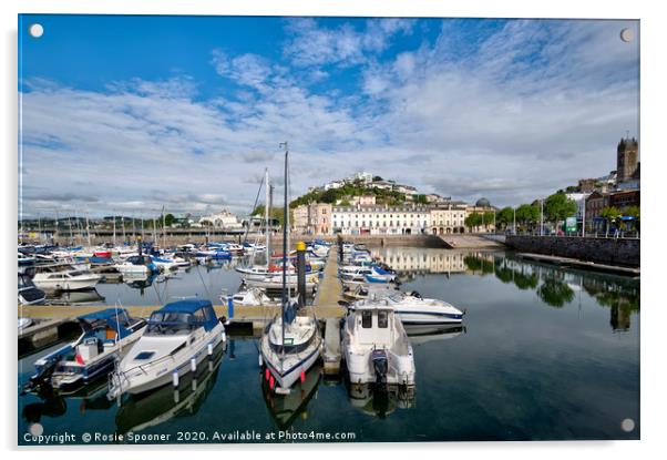 Early morning at Torquay Harbour Acrylic by Rosie Spooner