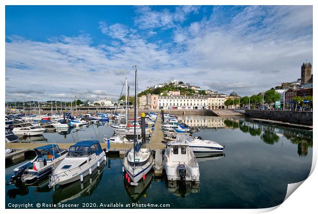 Early morning at Torquay Harbour Print by Rosie Spooner