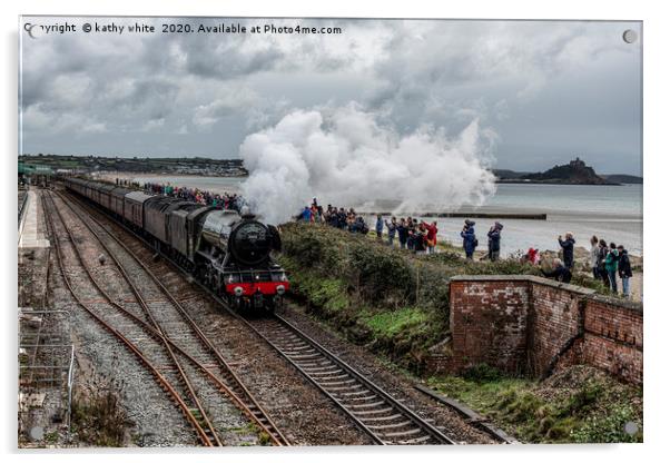 The Flying Scotsman, at St Michaels mount Cornwall Acrylic by kathy white