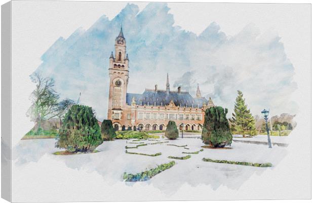 Watercolor painting of the Peace Palace Canvas Print by Ankor Light