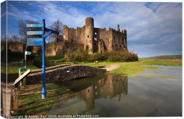 High Tide at Laugharne Castle Canvas Print by Andrew Ray