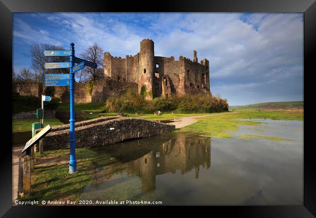 High Tide at Laugharne Castle Framed Print by Andrew Ray