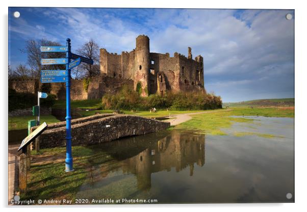 High Tide at Laugharne Castle Acrylic by Andrew Ray