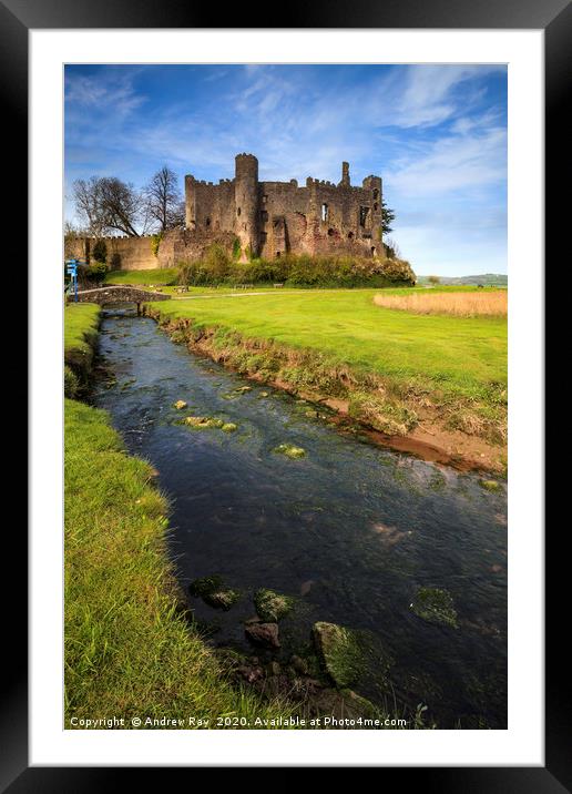 River at Laugharne Castle Framed Mounted Print by Andrew Ray