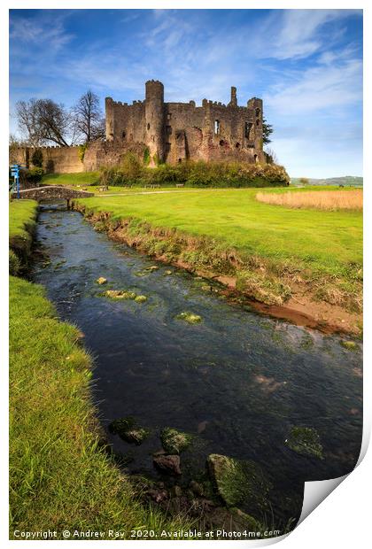 River at Laugharne Castle Print by Andrew Ray