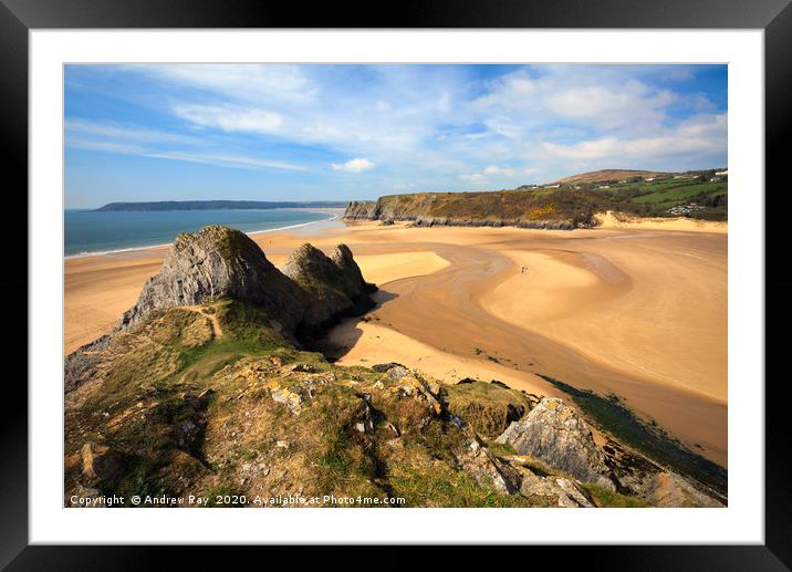 Three Cliffs Bay Framed Mounted Print by Andrew Ray