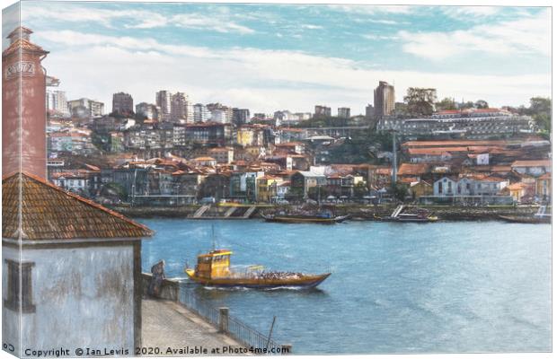 Sightseeing Boat in Porto Canvas Print by Ian Lewis