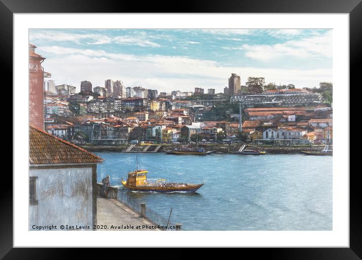 Sightseeing Boat in Porto Framed Mounted Print by Ian Lewis