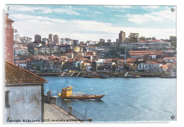 Sightseeing Boat in Porto Acrylic by Ian Lewis