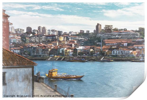 Sightseeing Boat in Porto Print by Ian Lewis