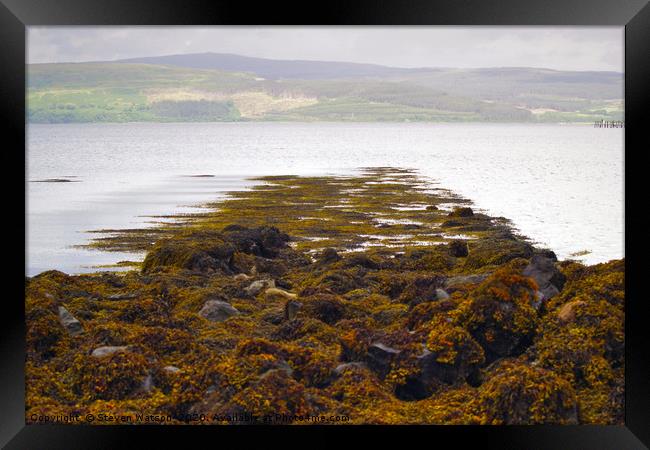 Salen Bay Jetty Framed Print by Steven Watson