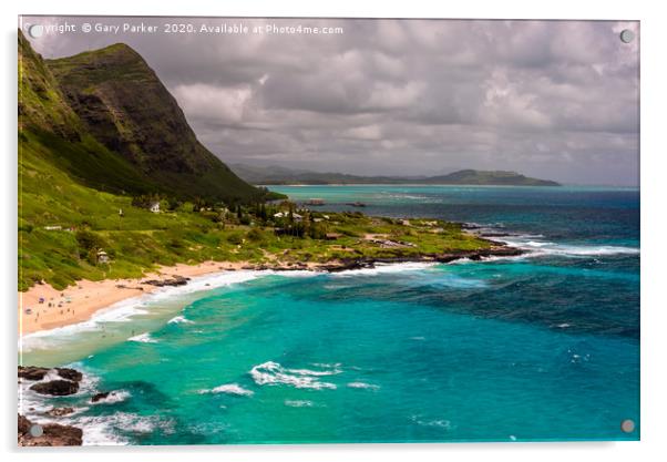A view of Makapu'u beach, on the east side of Oahu Acrylic by Gary Parker