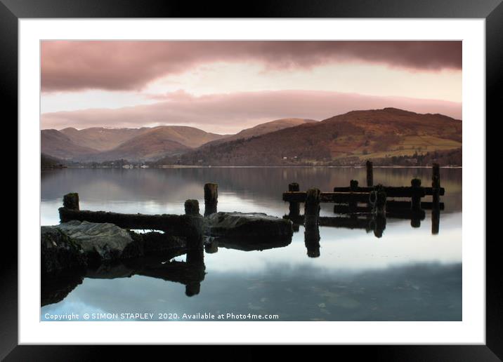 JETTY AT LAKE WINDERMERE Framed Mounted Print by SIMON STAPLEY