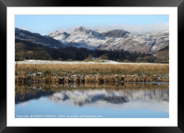 WINTER LANGDALE PIKES Framed Mounted Print by SIMON STAPLEY