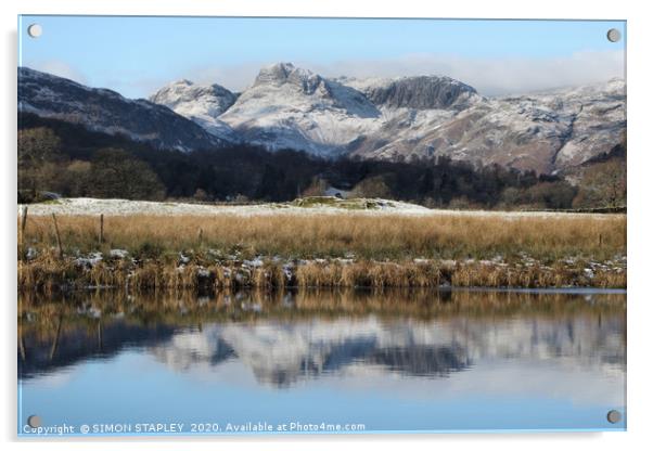 WINTER LANGDALE PIKES Acrylic by SIMON STAPLEY