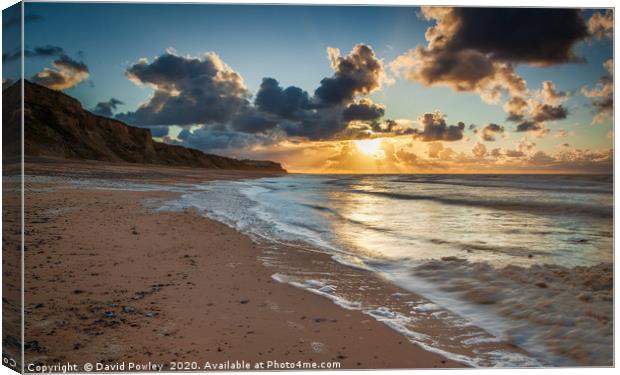 Sunset on Cromer Beach Norfolk Canvas Print by David Powley