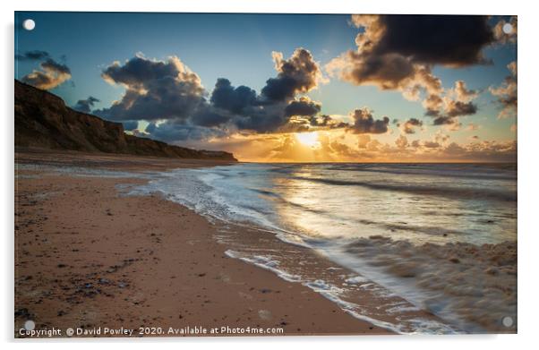 Sunset on Cromer Beach Norfolk Acrylic by David Powley