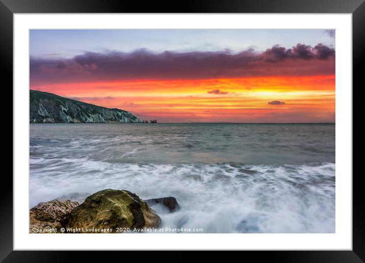 Sunset On The Beach Alum Bay Isle Of Wight Framed Mounted Print by Wight Landscapes