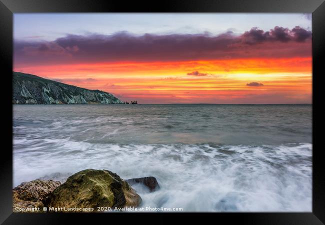 Sunset On The Beach Alum Bay Isle Of Wight Framed Print by Wight Landscapes