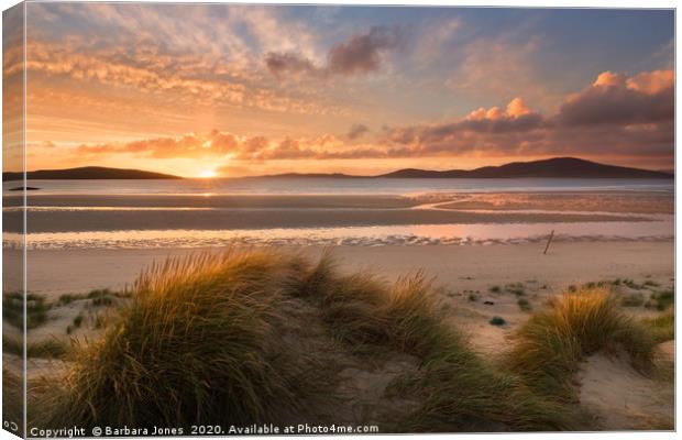 Isle of Harris Sunset at Seilebost Scotland Canvas Print by Barbara Jones