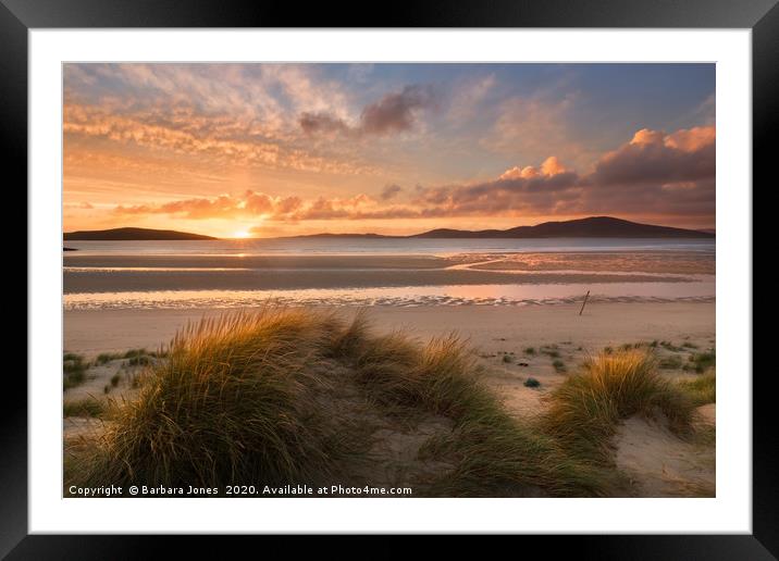 Isle of Harris Sunset at Seilebost Scotland Framed Mounted Print by Barbara Jones