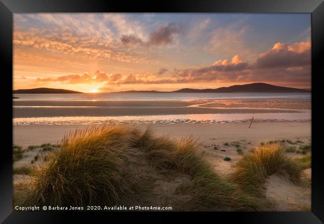 Isle of Harris Sunset at Seilebost Scotland Framed Print by Barbara Jones