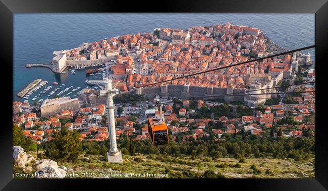 Cable car coming up from Dubrovnik Framed Print by Jason Wells