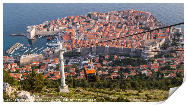 Cable car coming up from Dubrovnik Print by Jason Wells