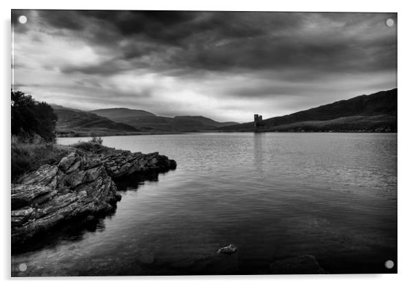 Ardvreck Castle and Loch Assynt Scotland Acrylic by Derek Beattie