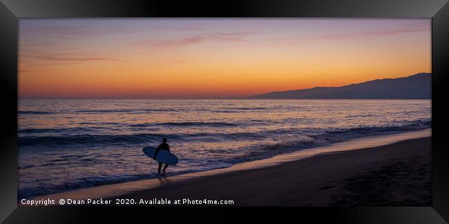 Sunset Surfer Framed Print by Dean Packer