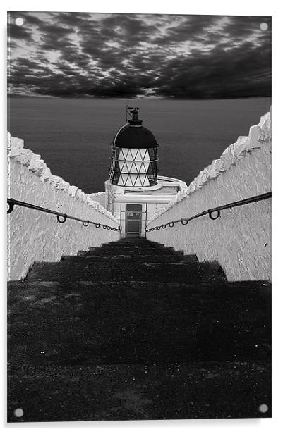 St Abbs Lighthouse Acrylic by Keith Thorburn EFIAP/b
