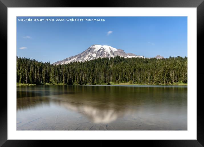 Mount Rainier reflection lake Framed Mounted Print by Gary Parker